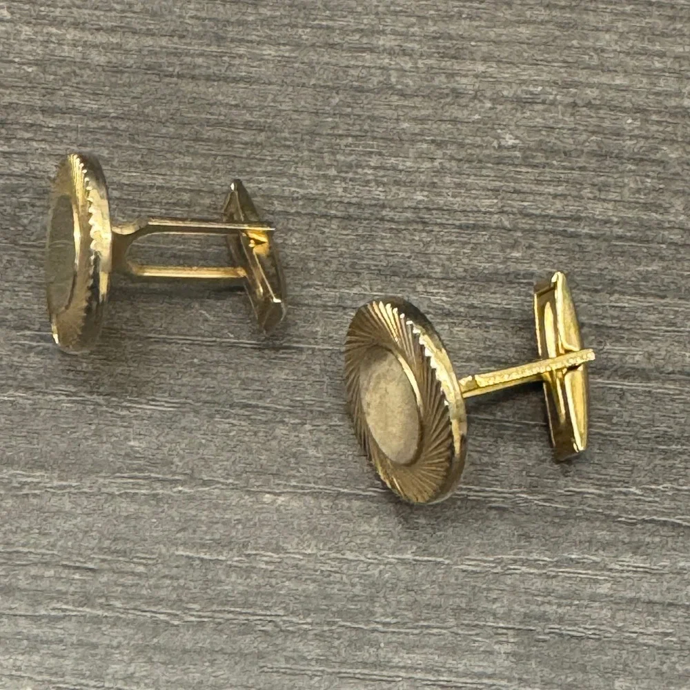 Unbranded Cufflinks Mens OS Gold Excellent Vintage Sunburst Round Toggle Back